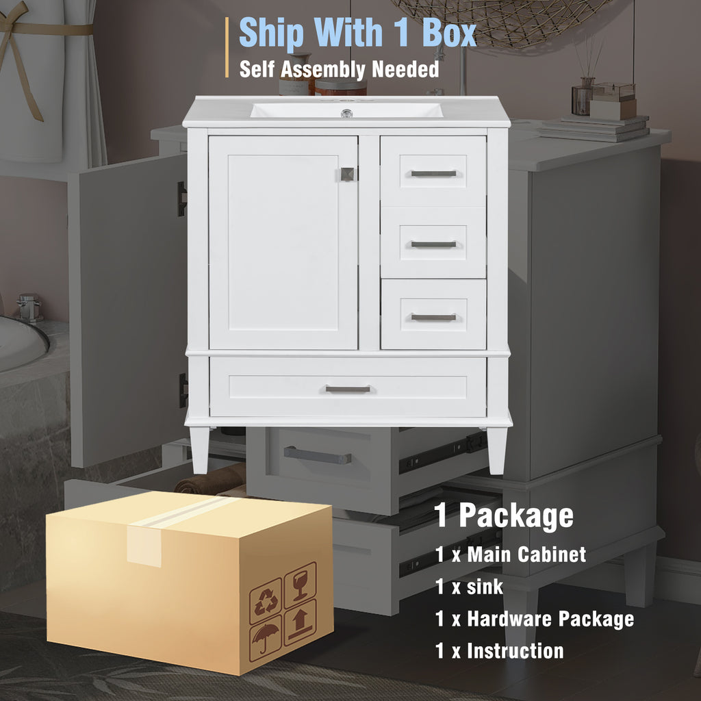 White bathroom vanity with ceramic sink, additional product photo