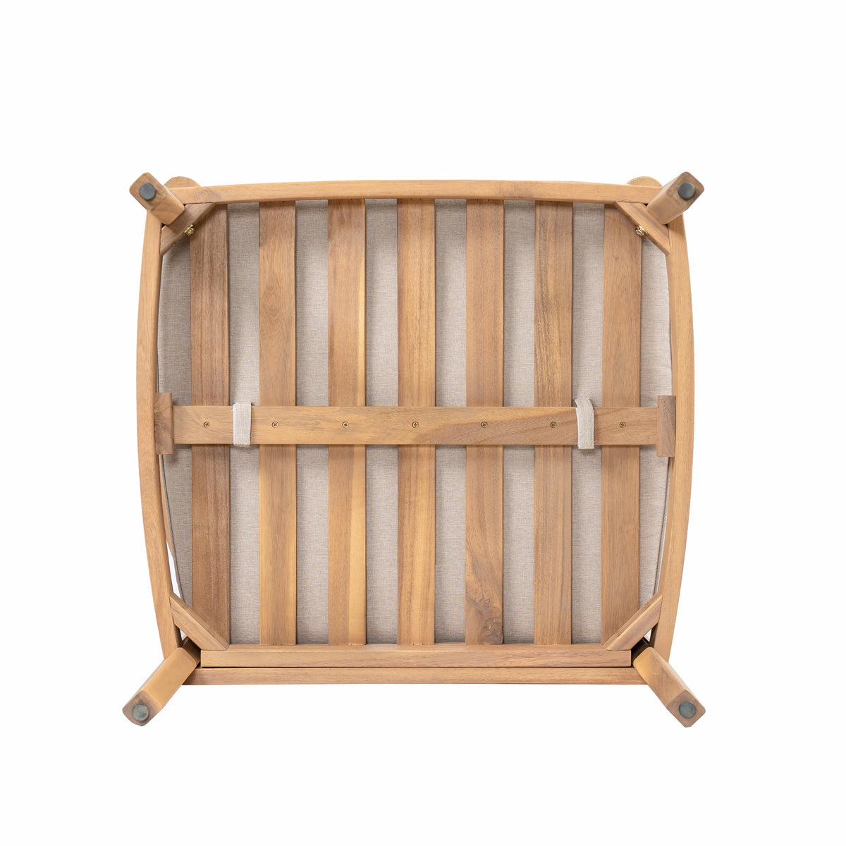Teak outdoor chair — close-up detail