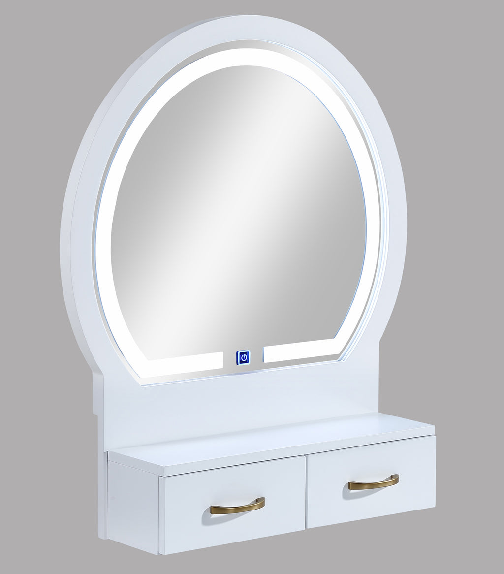White vanity desk — lifestyle view