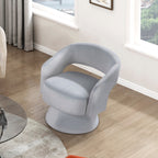 Gray accent chair — in-use view