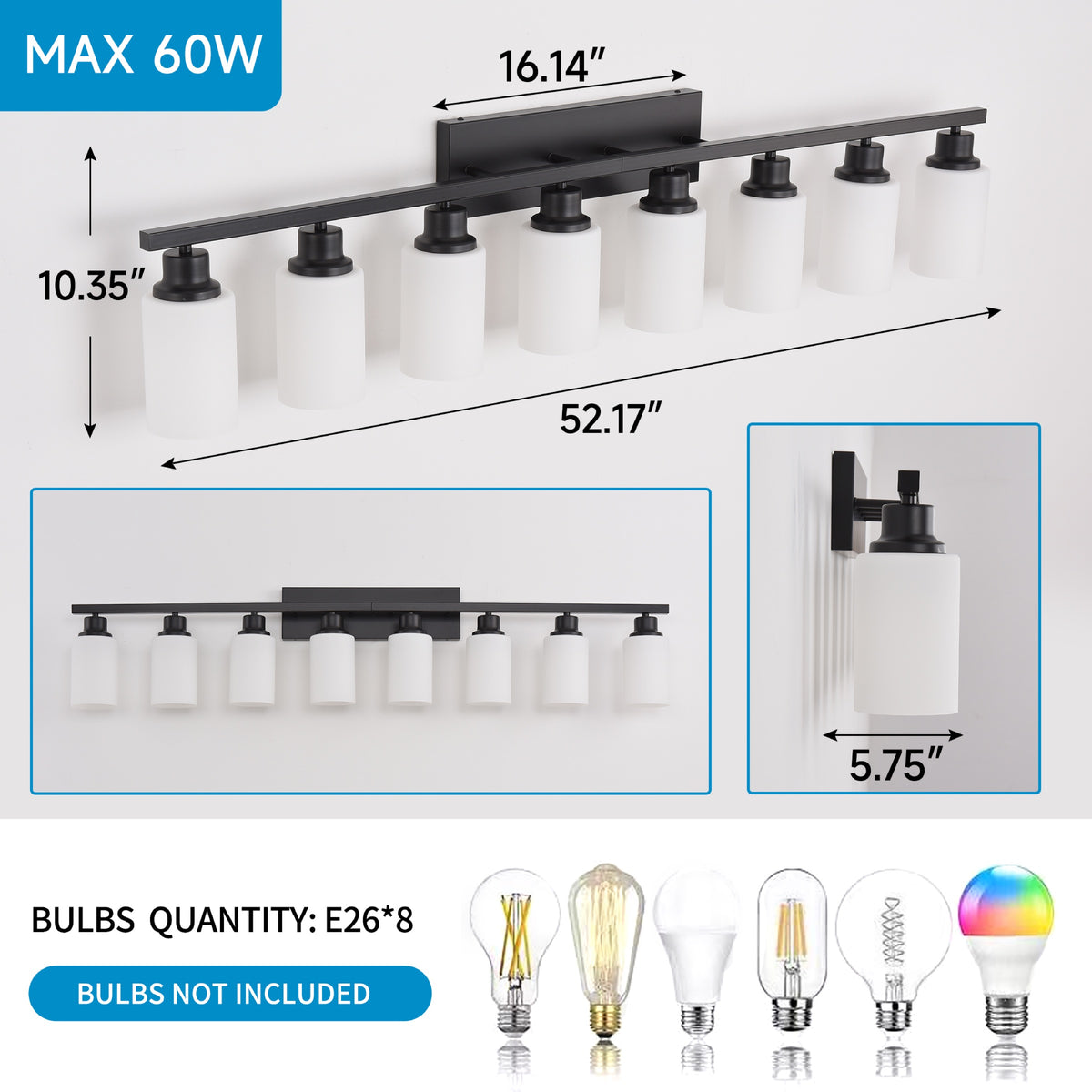 Matte Black wall light — additional view
