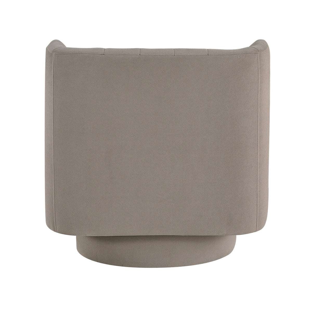 taupe barrel accent chair — close-up detail