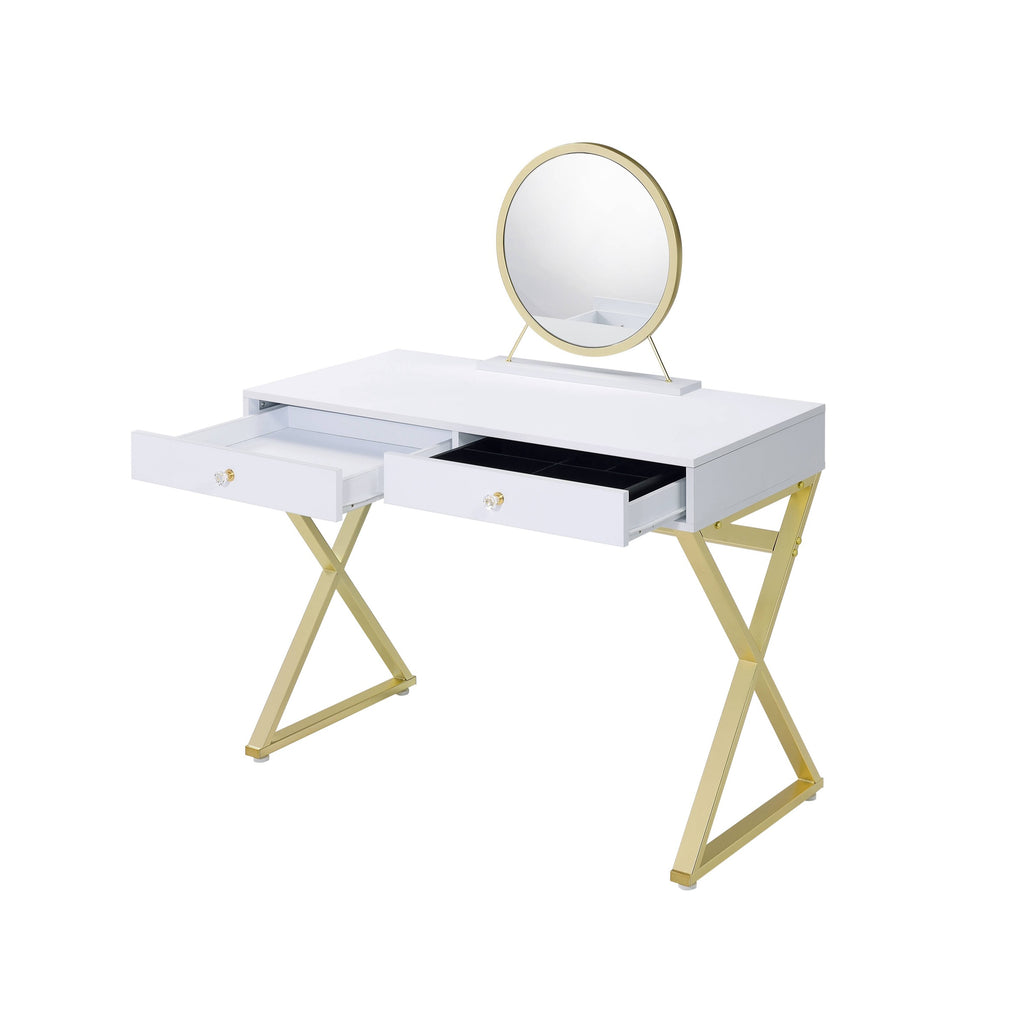 Gloss White vanity desk — lifestyle view