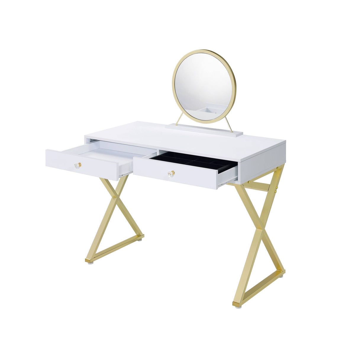 Gloss White vanity desk — lifestyle view
