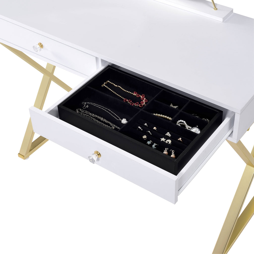 Gloss White vanity desk — close-up detail