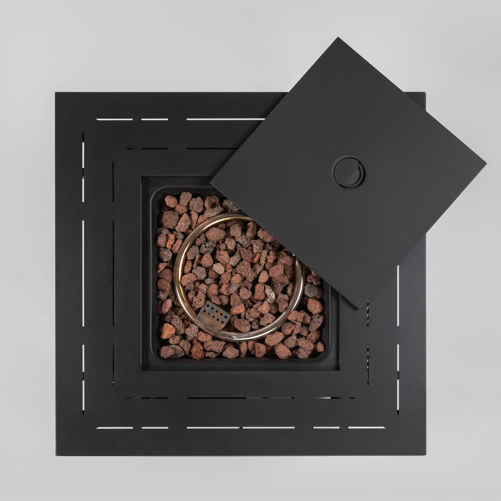 Black Brown patio heater — in-use view