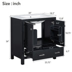 Black bathroom vanity — close-up detail