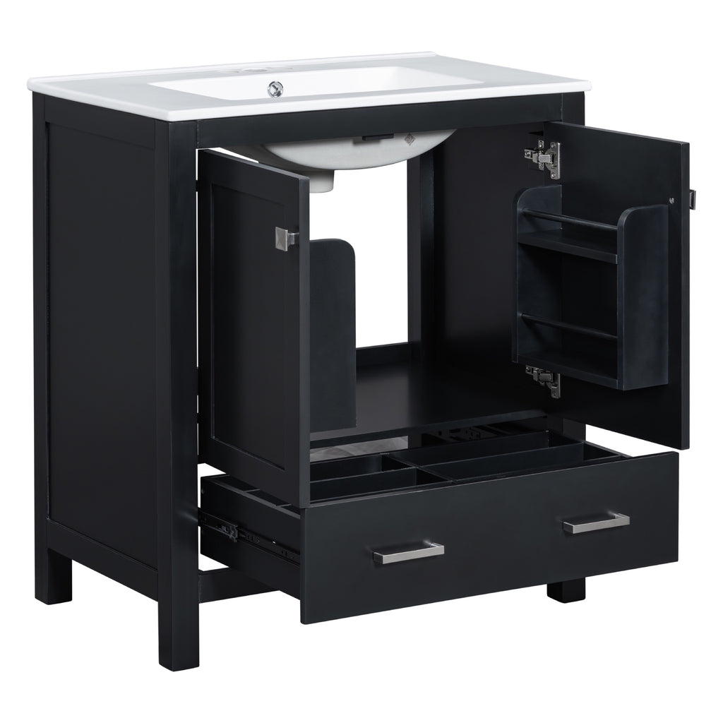 Black bathroom vanity — additional view