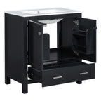 Black bathroom vanity — additional view
