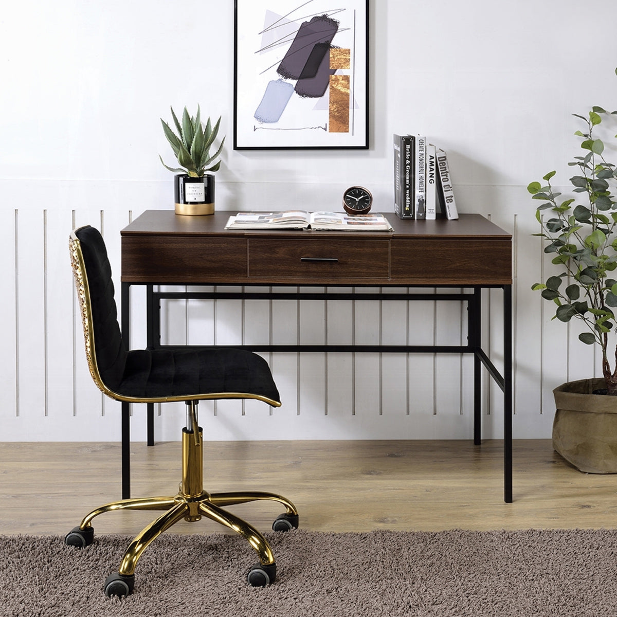 Oak writing desk — in-use view