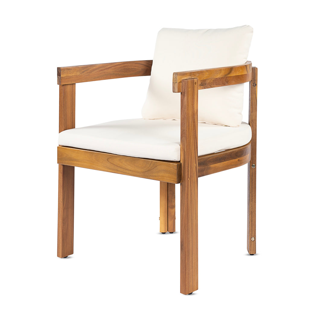 Cream outdoor chair — lifestyle view