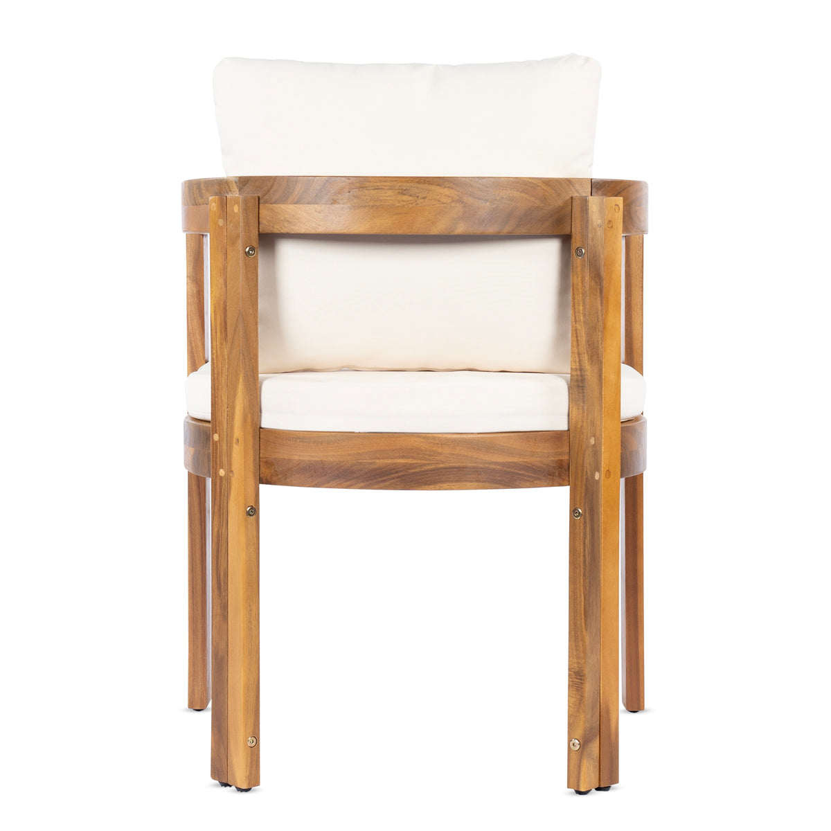 Cream outdoor chair — in-use view