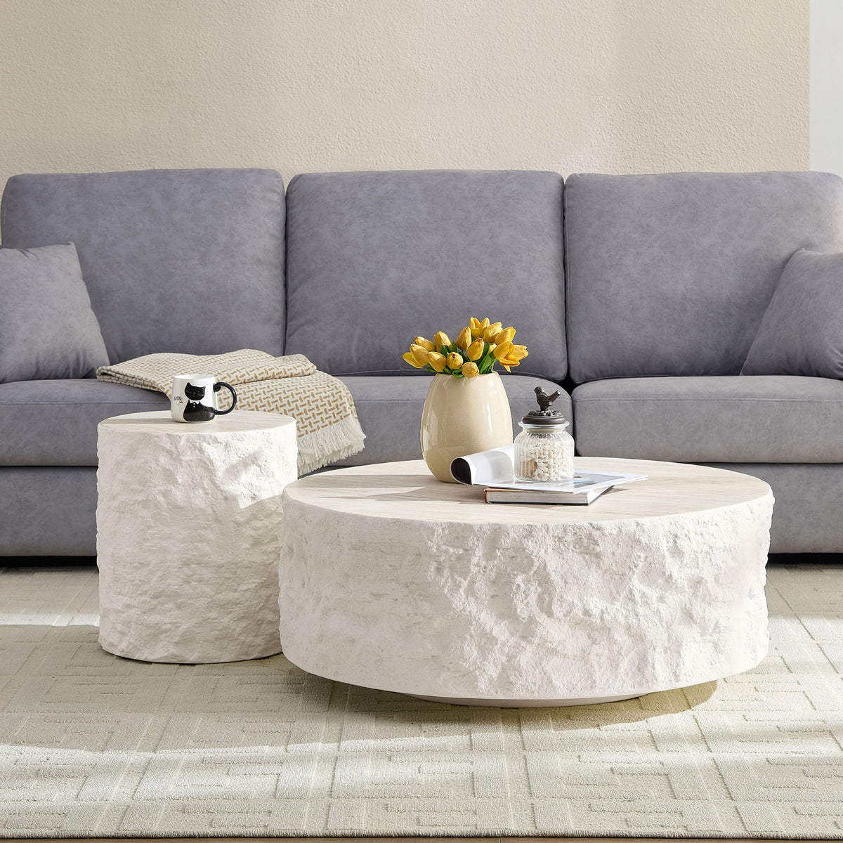 Beige coffee table — lifestyle view