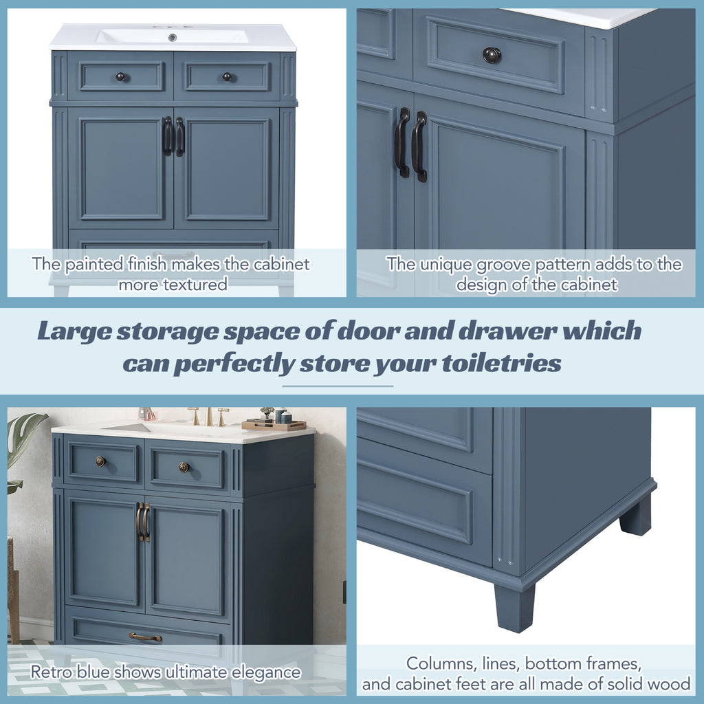 Blue bathroom vanity — lifestyle view