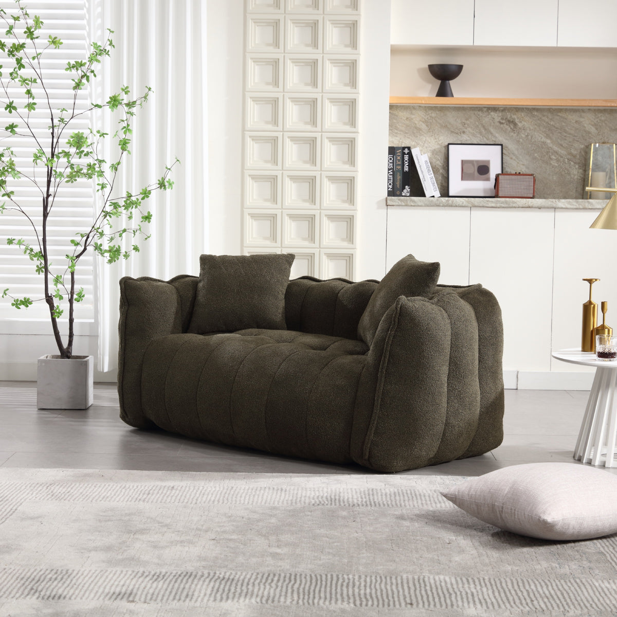 Olive Green accent chair — in-use view