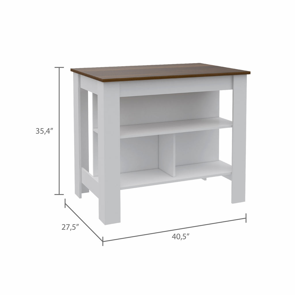 White kitchen island — alternate angle