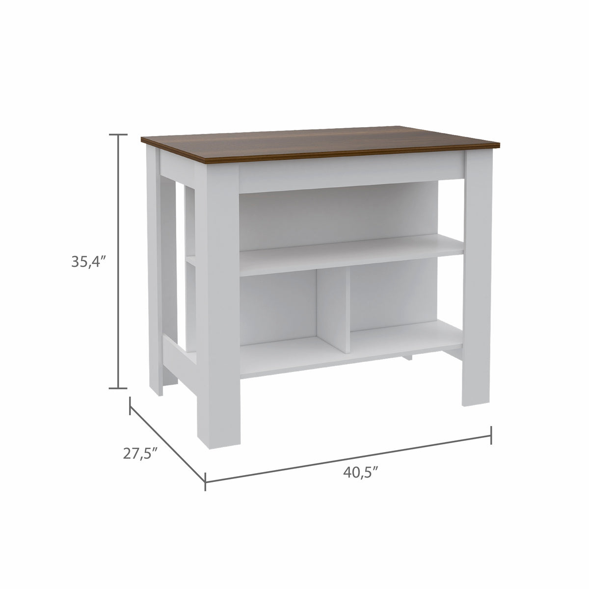 White kitchen island — alternate angle