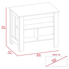White kitchen island — side view