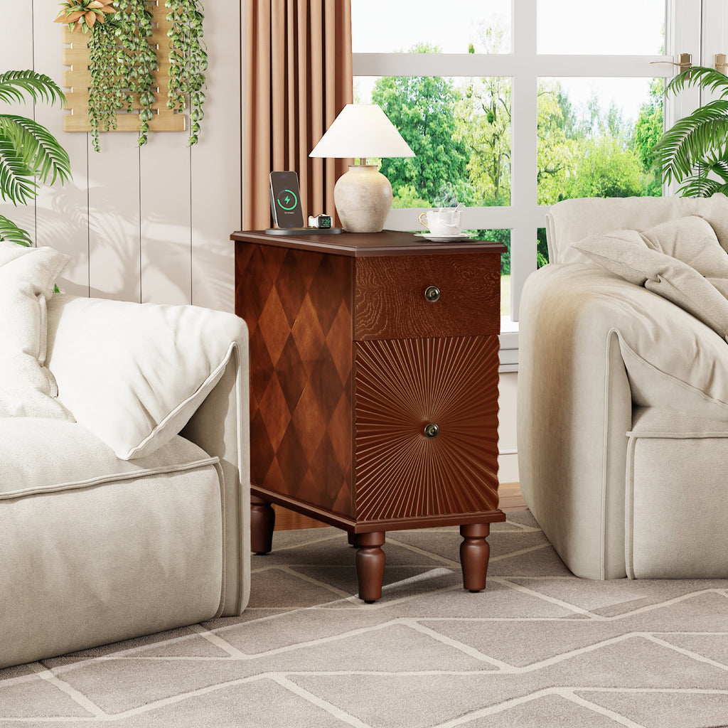 Walnut nightstand — lifestyle view
