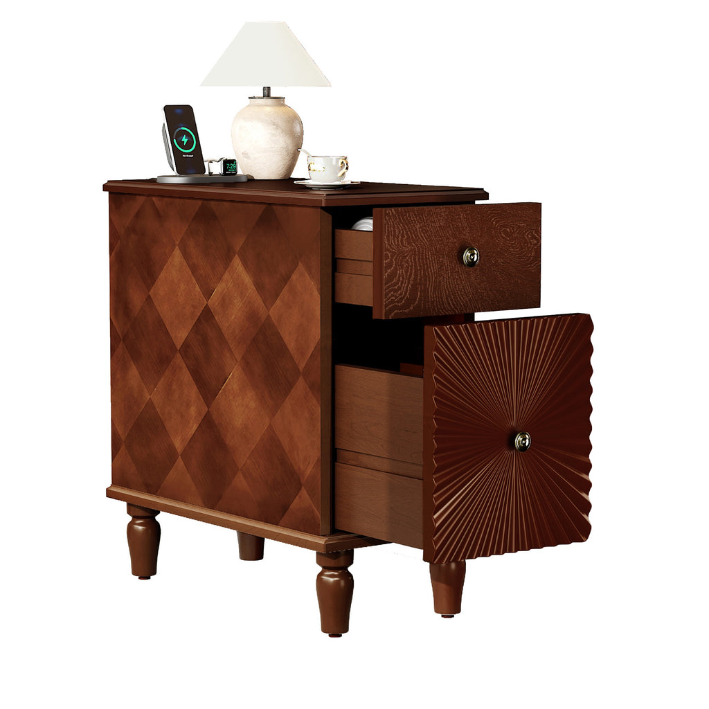 Walnut nightstand — close-up detail
