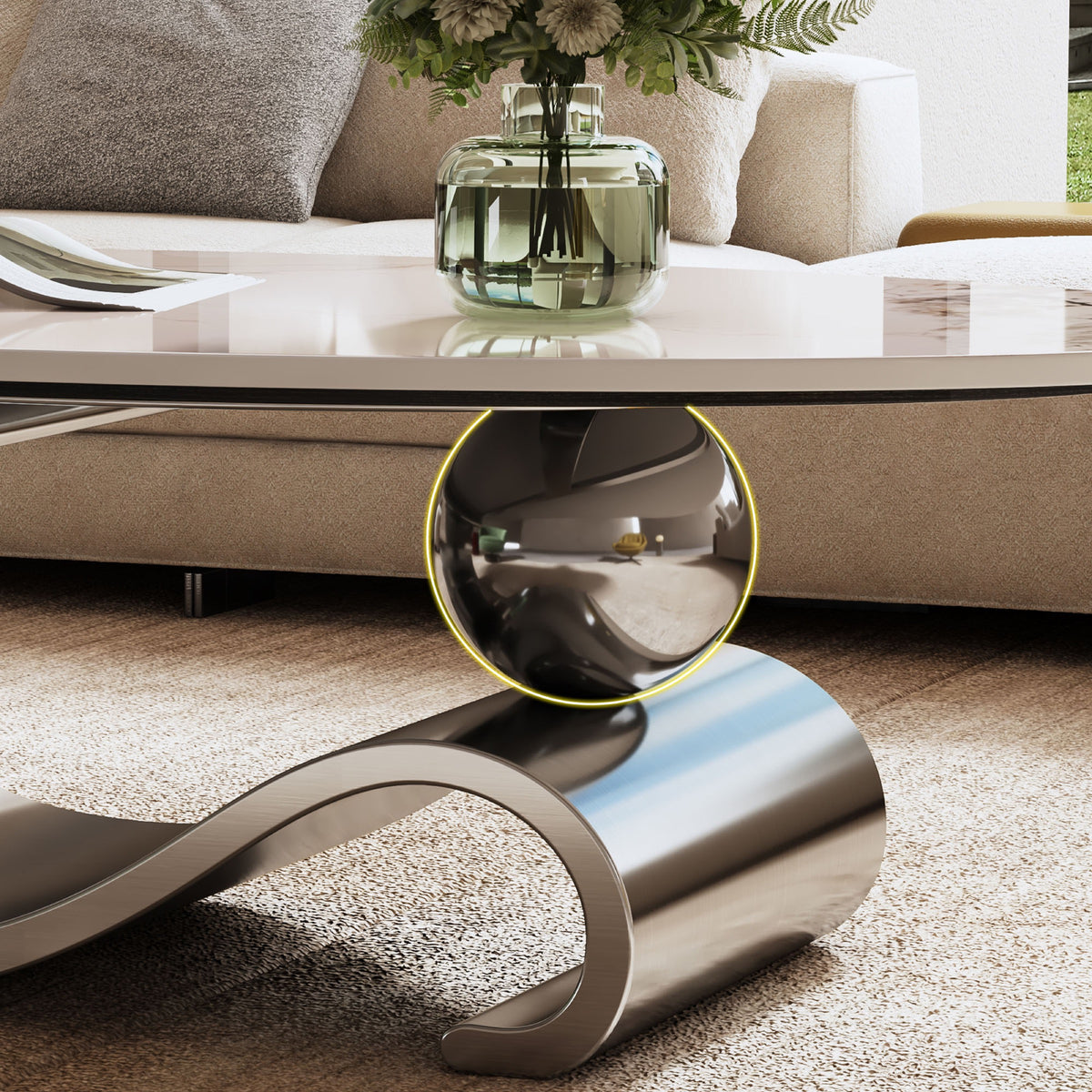Grey coffee table — close-up detail