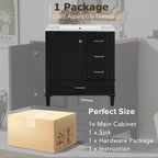 Black bathroom vanity — in-use view