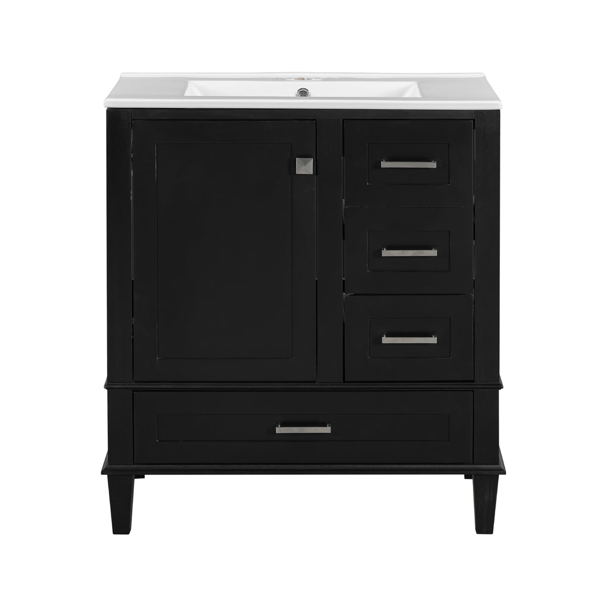 Black bathroom vanity — additional view