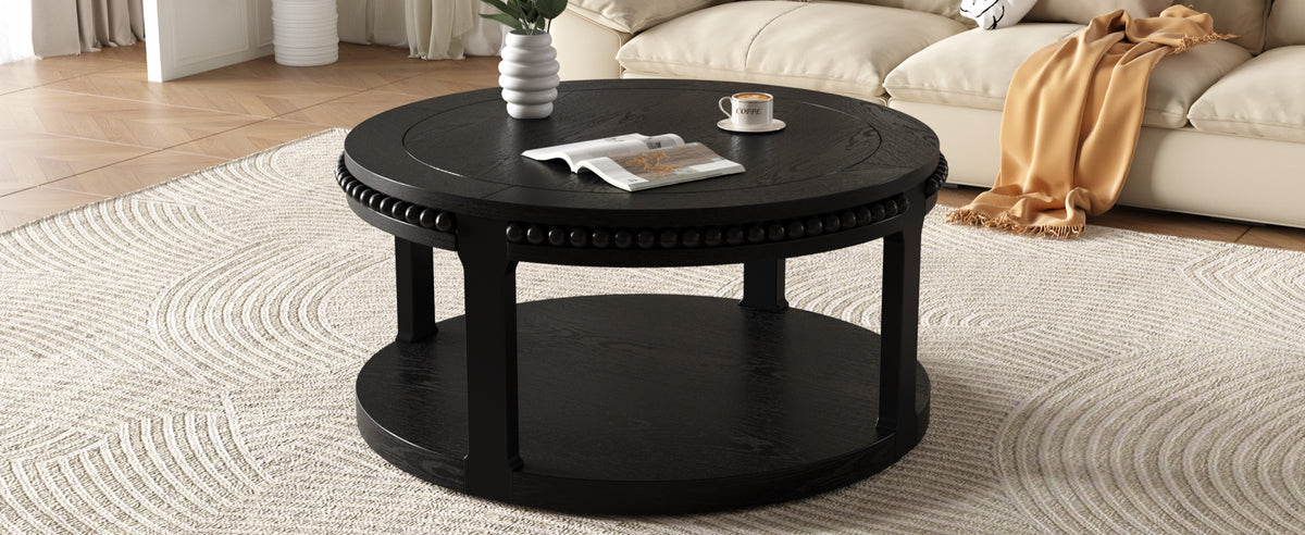 Black coffee table — in-use view