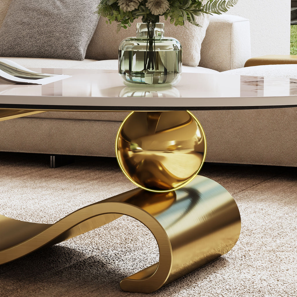 Gold coffee table — lifestyle view