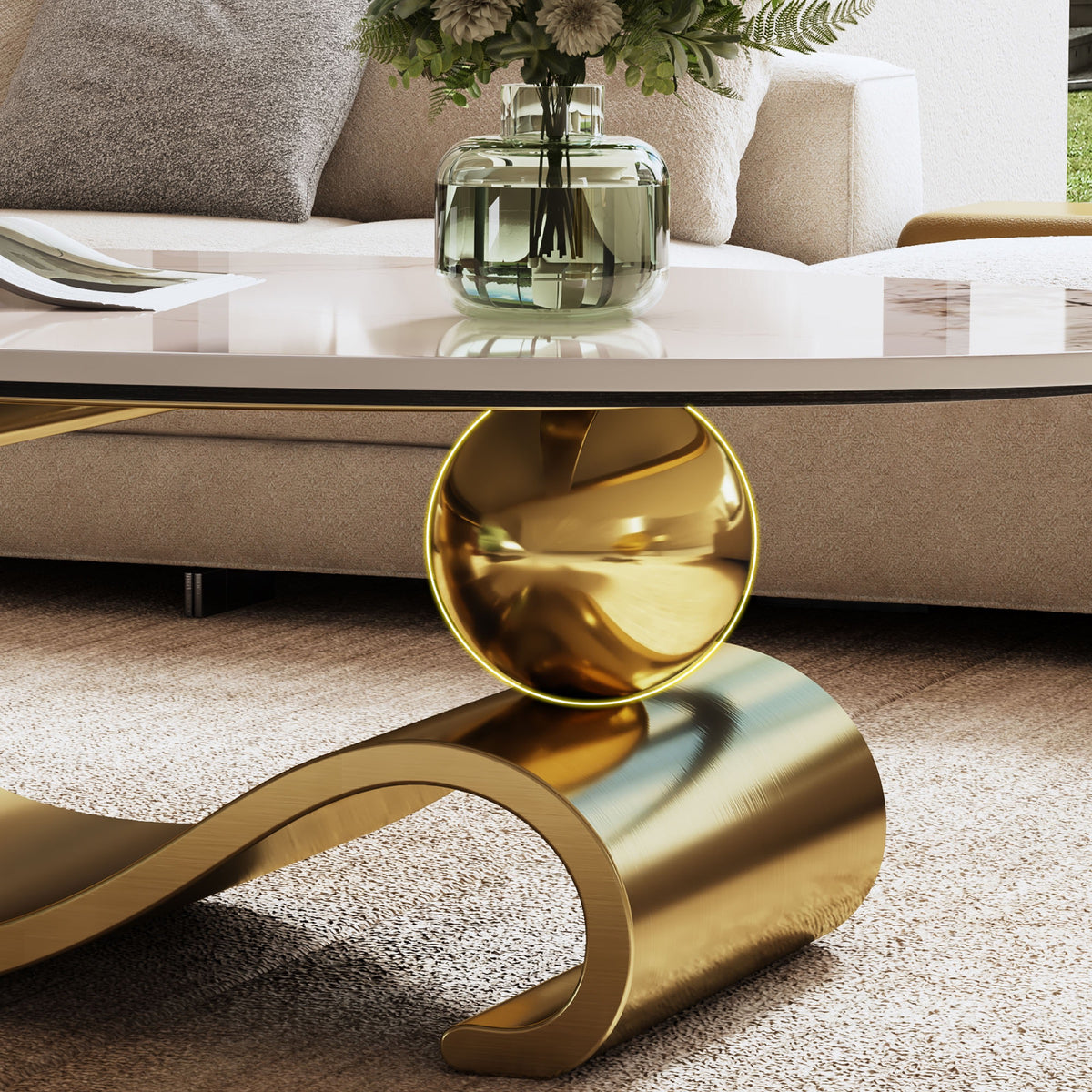 Gold coffee table — lifestyle view