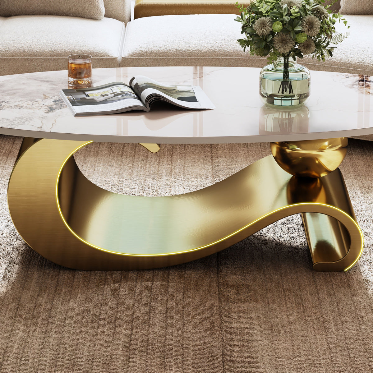 Gold coffee table — close-up detail