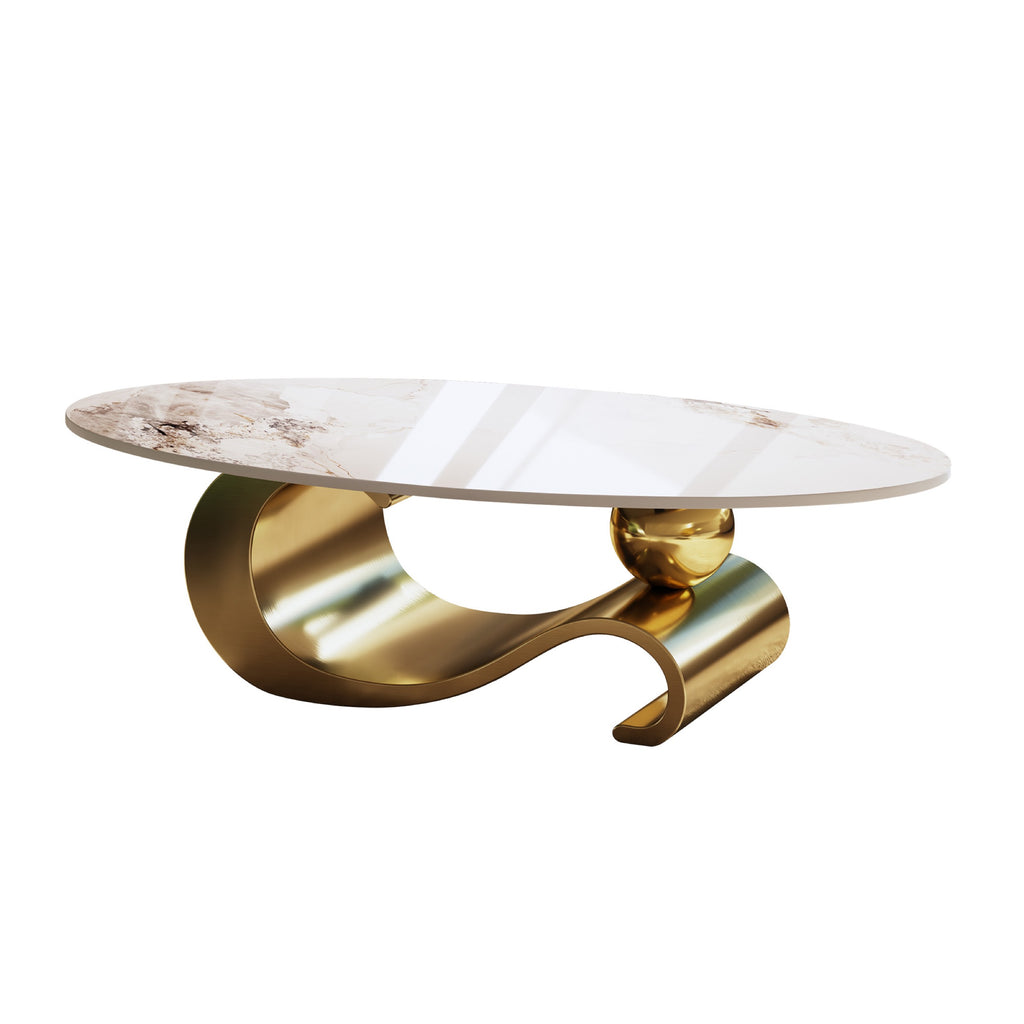 Gold coffee table — in-use view