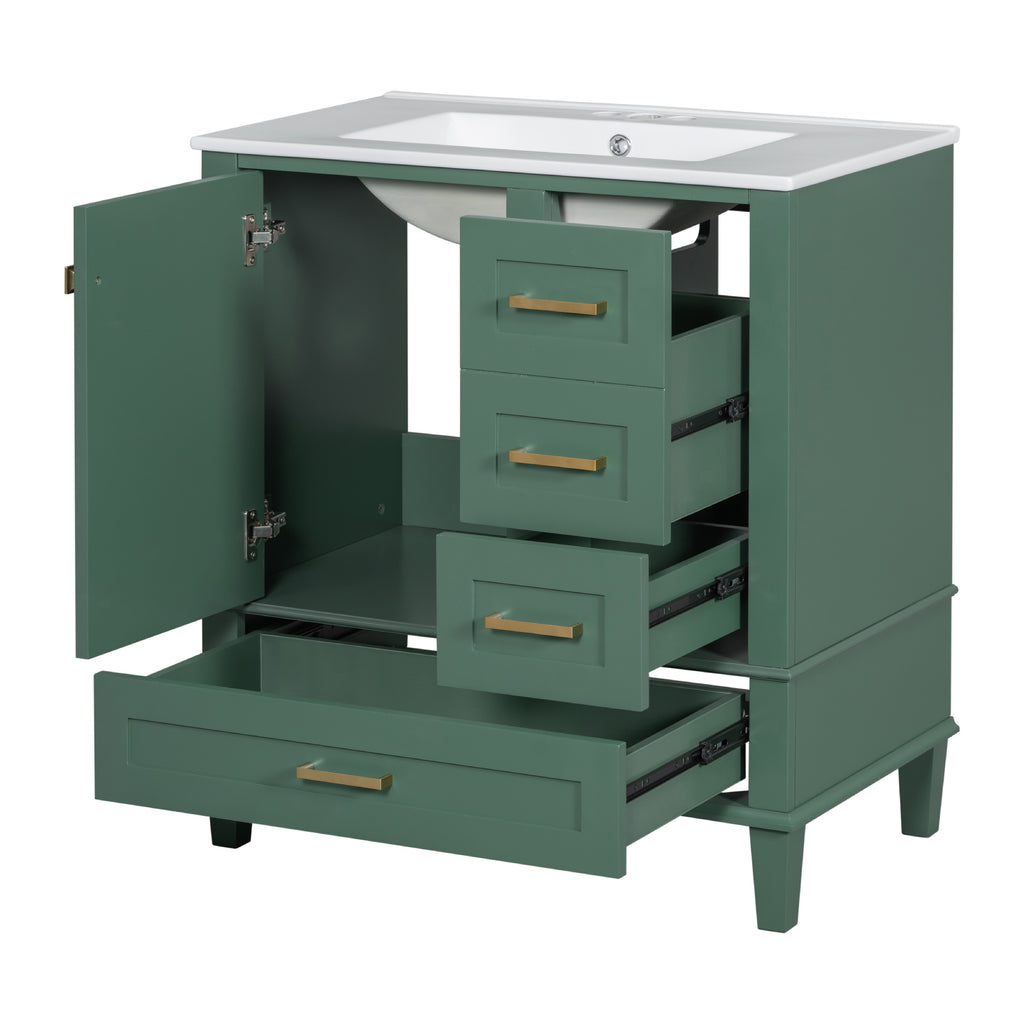 Green bathroom vanity — additional view