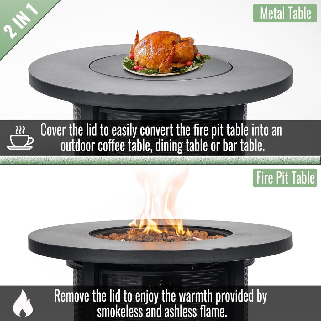 Black patio heater — additional view