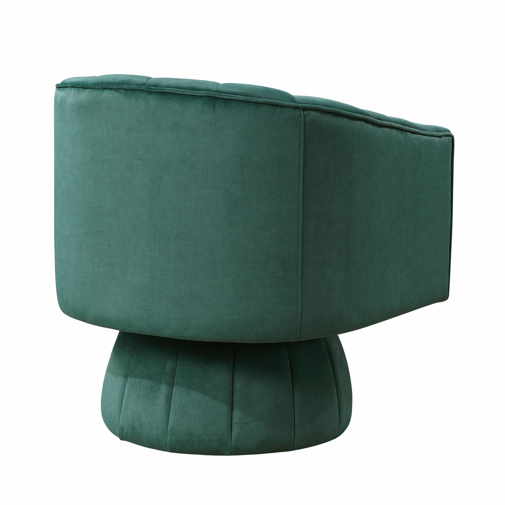 Dark Green barrel accent chair — lifestyle view