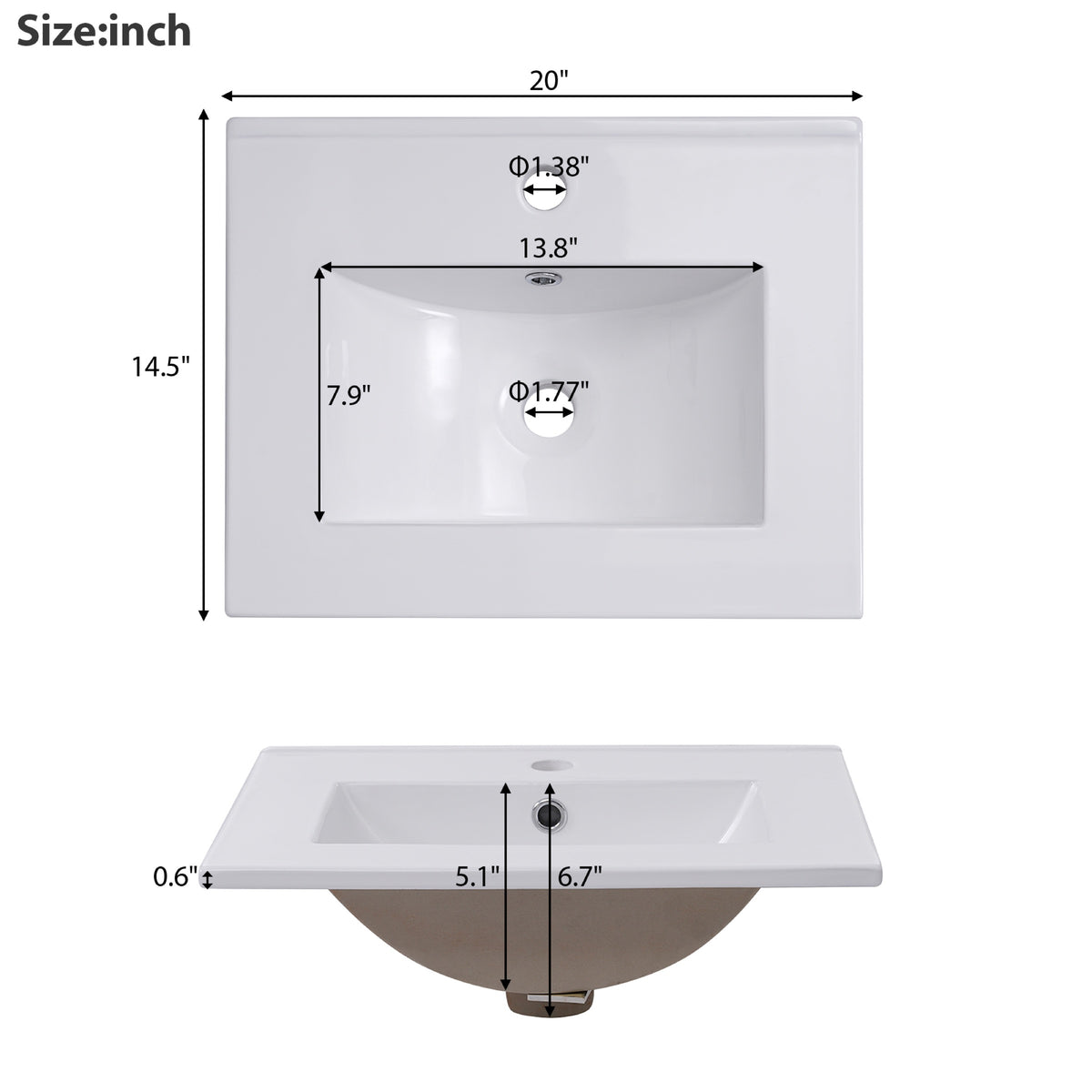 Gray bathroom vanity — in-use view