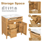 Wood bathroom vanity — lifestyle view