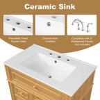 Wood bathroom vanity — close-up detail