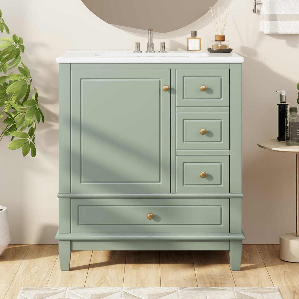 Light Green bathroom vanity — lifestyle view