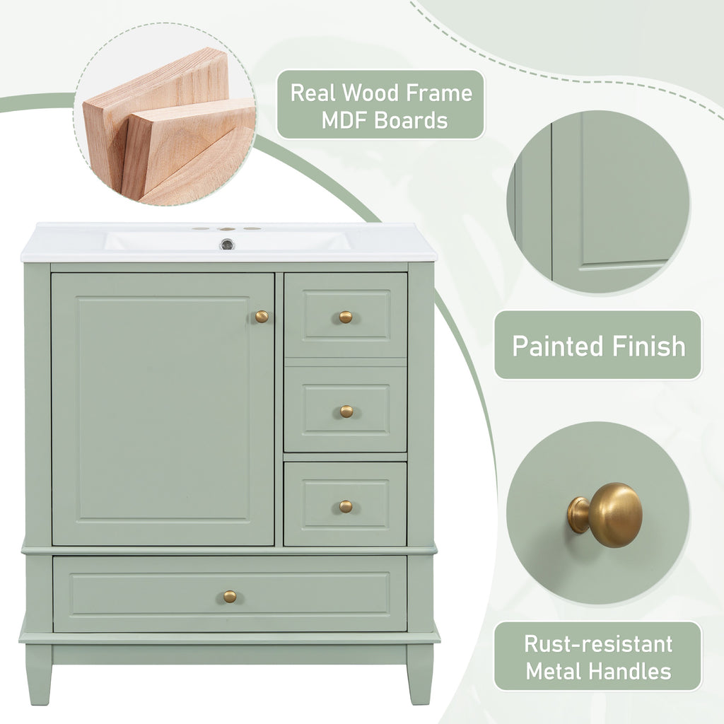 Light Green bathroom vanity — close-up detail