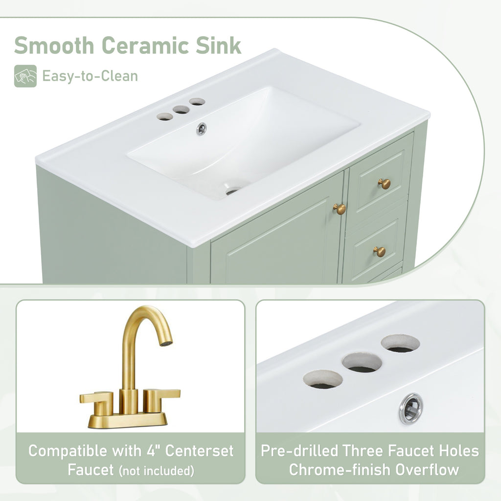 Light Green bathroom vanity — in-use view