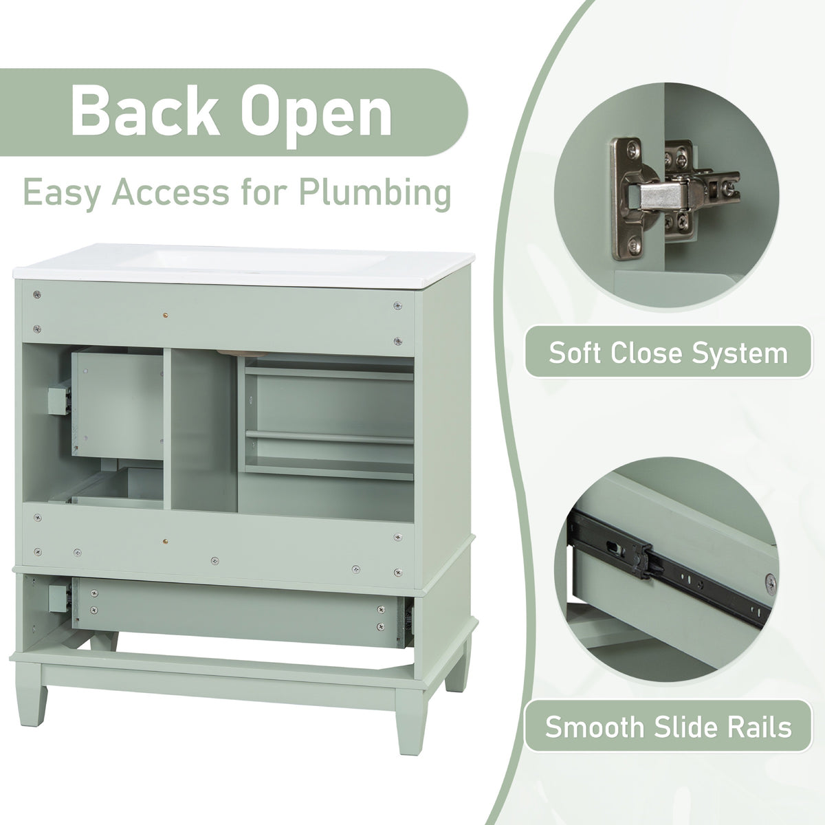 Light Green bathroom vanity — additional view