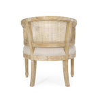 Beige accent chair — close-up detail