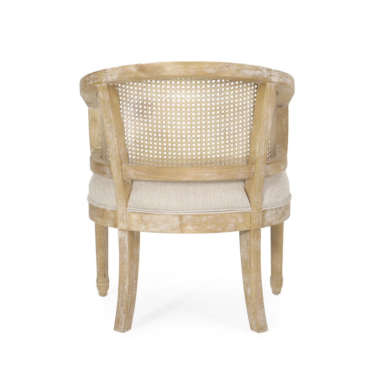 Beige accent chair — close-up detail