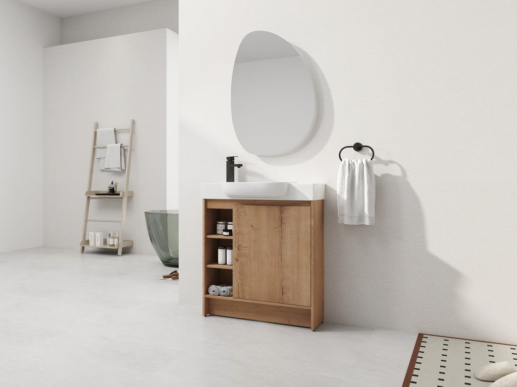 Imitative Oak bathroom vanity — close-up detail