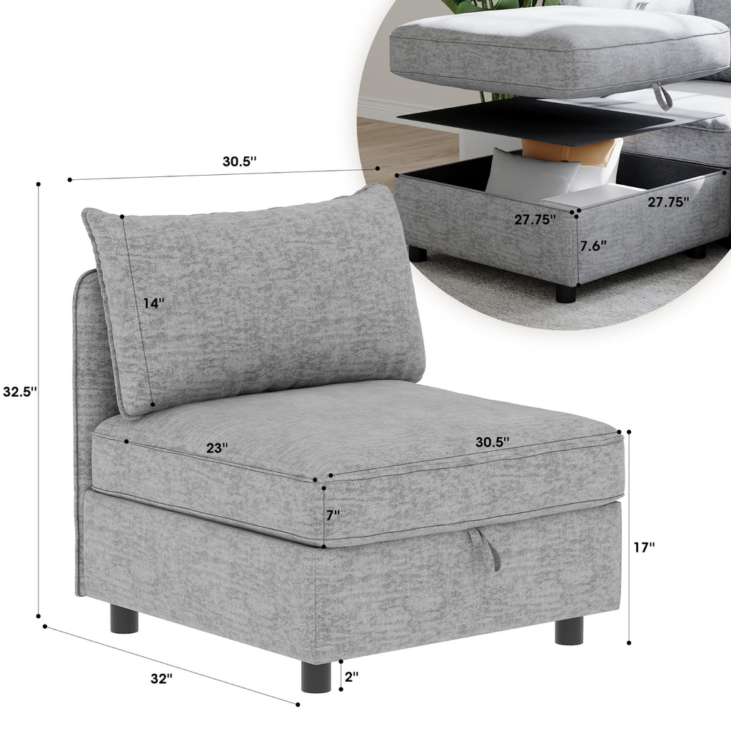 Grey sectional sofa — in-use view