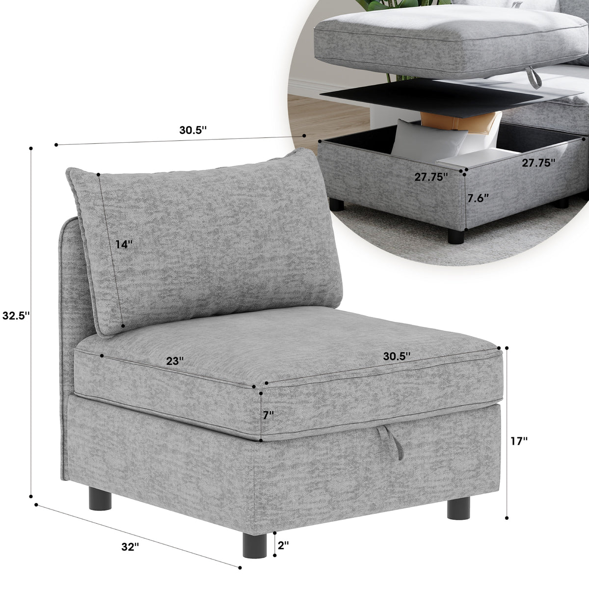 Grey sectional sofa — in-use view
