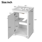 White bathroom vanity — close-up detail