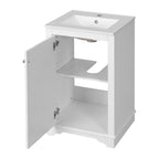 White bathroom vanity — in-use view