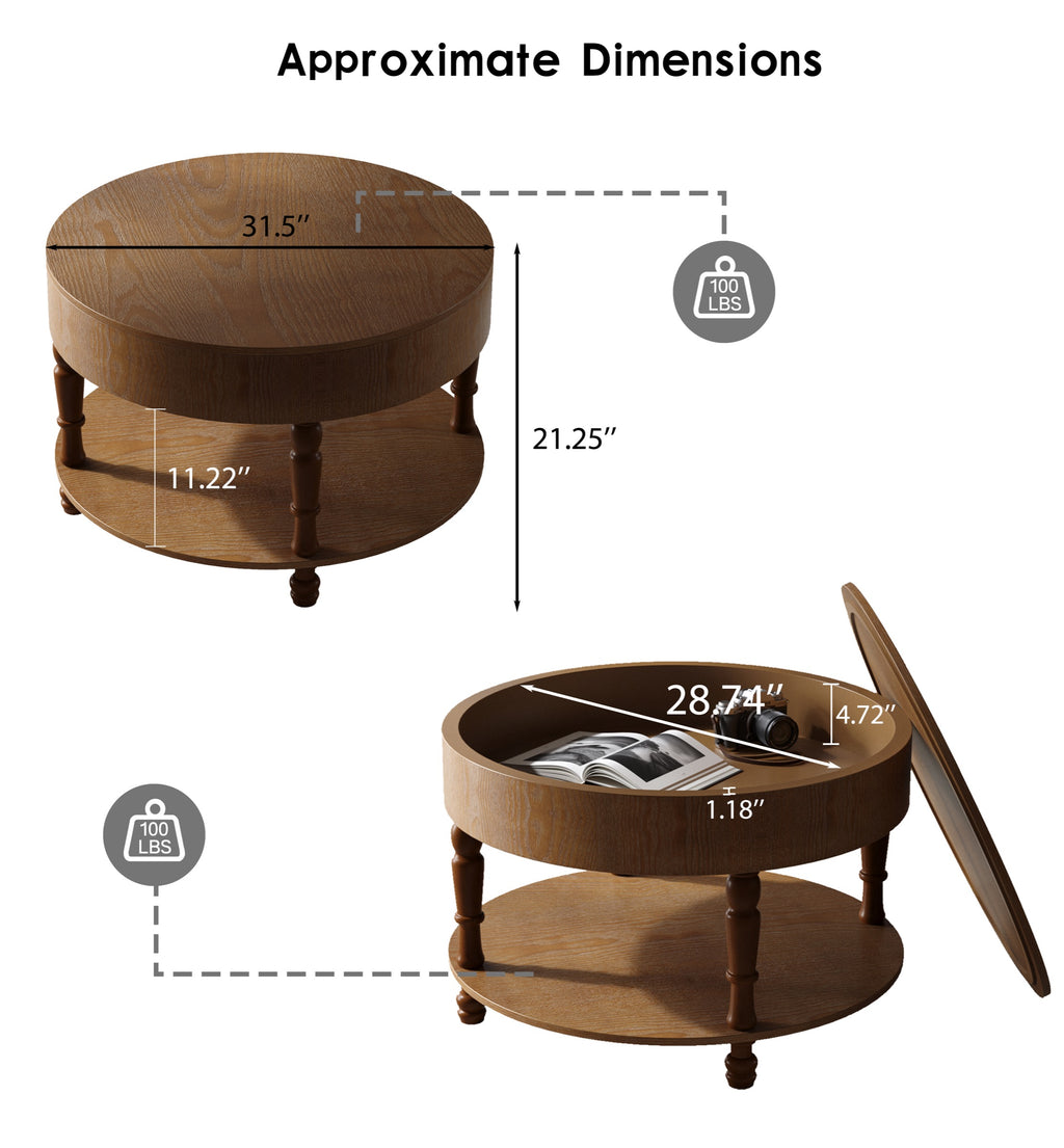 Walnut Brown coffee table — in-use view